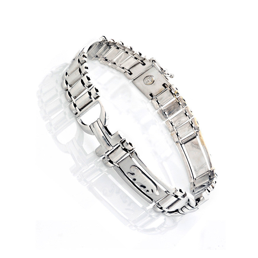 14K White Gold Panther Mens Fancy Bracelets 8.5″ Inches