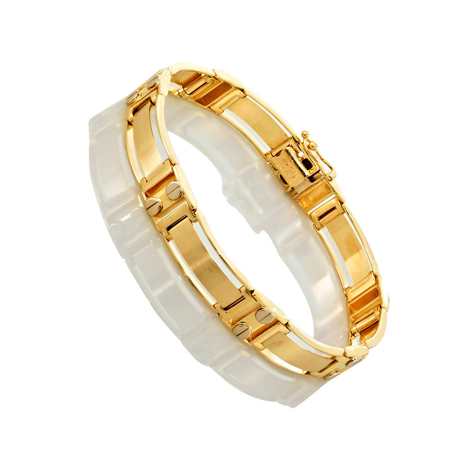 14K Two Tone Gold Mens Fancy Cartier Bracelet 8.5″ Inches