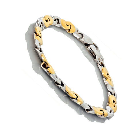 14K Two Tone Gold Mens Fancy Bracelet 8.5″ Inches