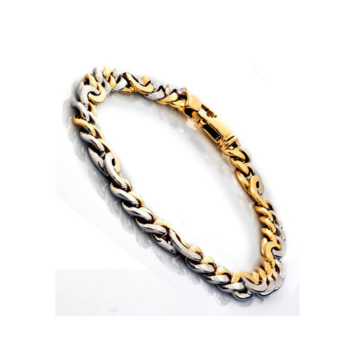 14K Two Tone Gold Mens Fancy Bracelet 8.5″ Inches