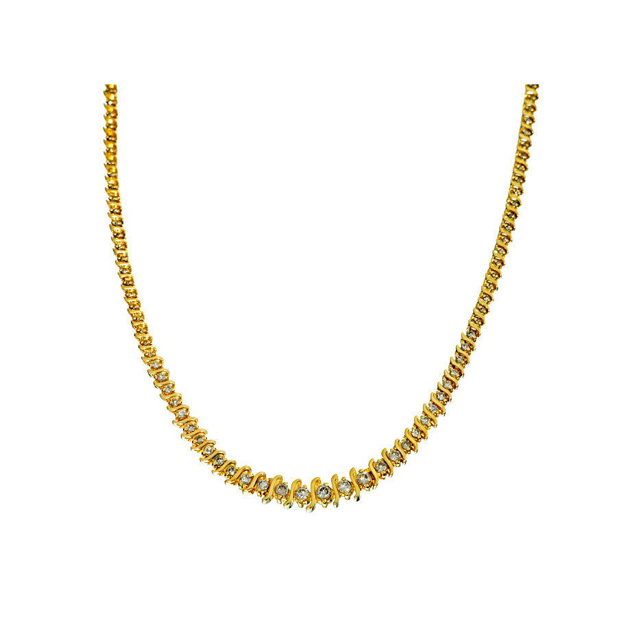 14K Yellow Gold Women’s Diamond Necklace 6.27 Ctw