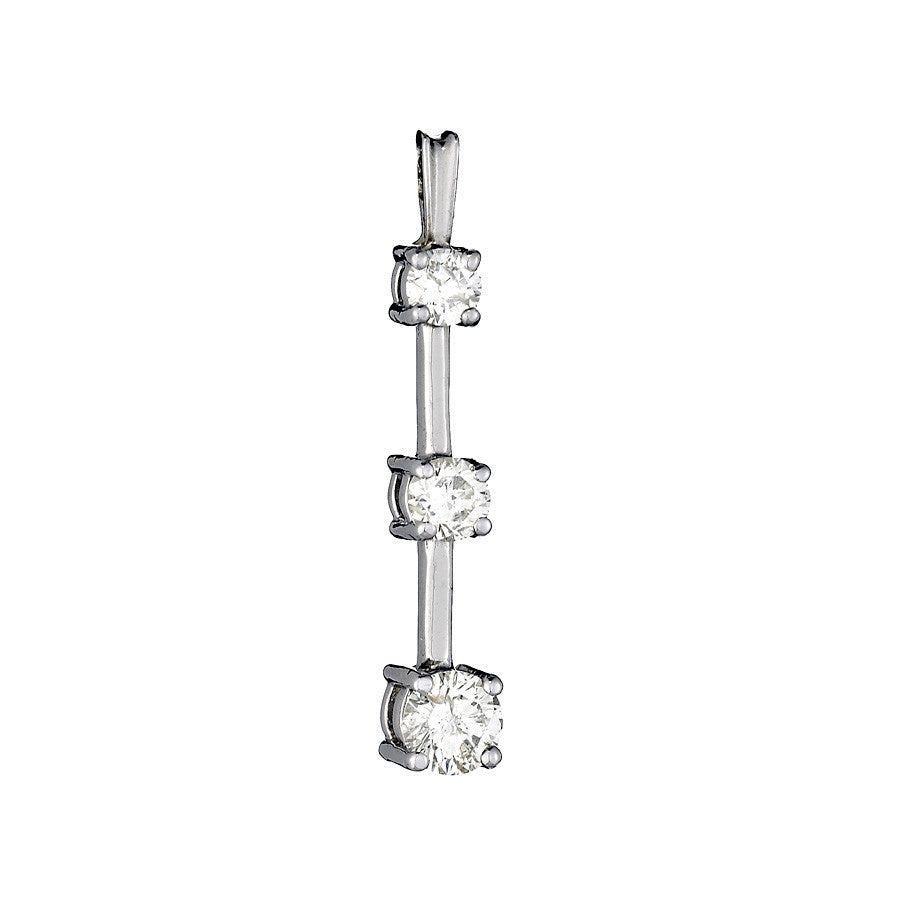 14K White Gold Womens Diamond Past Present Future Pendant 1.25 Ctw