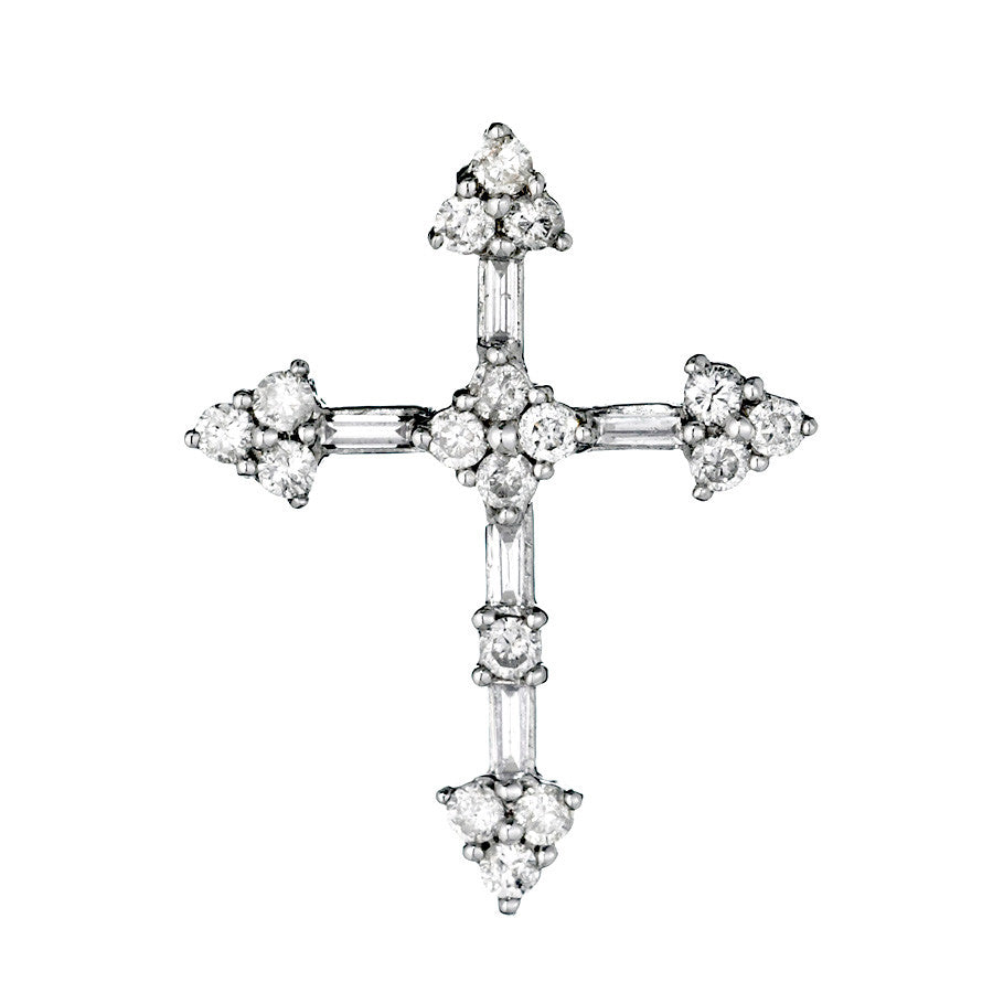 14K white Gold Womens Diamond Cross Pendant 0.70 Ctw