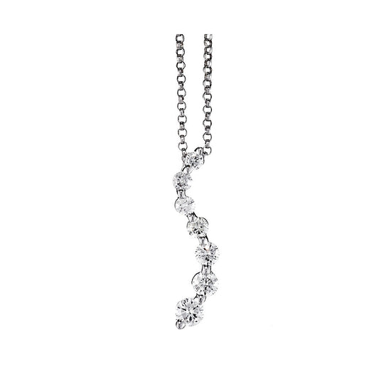10K White Gold Womens Diamond Journey Pendant 0.10 Ctw