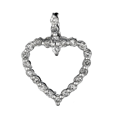 Platinum Diamond Heart Shape Pendant 1.15 Ctw