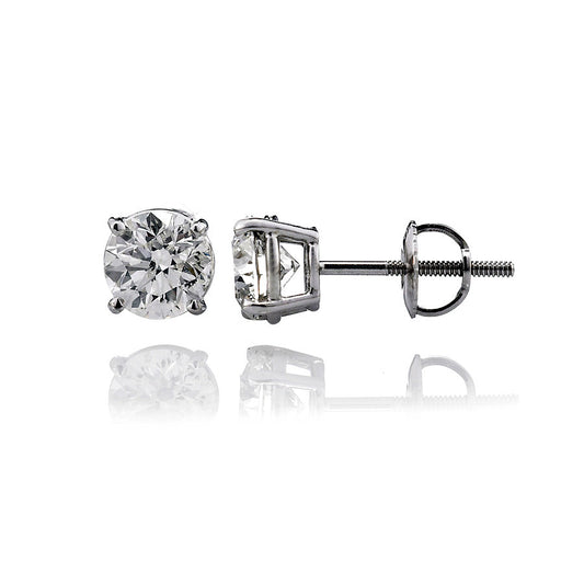 Platinum Diamond Solitaire Stud Earrings 2.55 Ctw