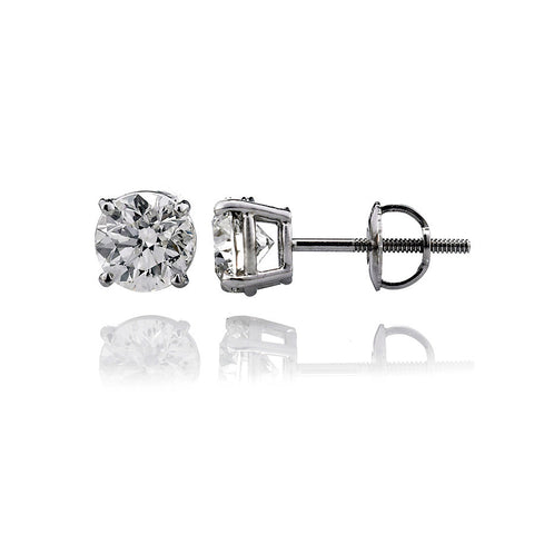 Platinum Diamond Solitaire Stud Earrings 2.55 Ctw