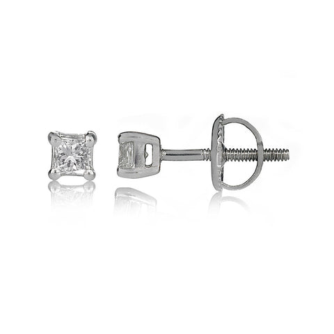 14K White Gold Diamond Stud Earrings 0.25 Ctw