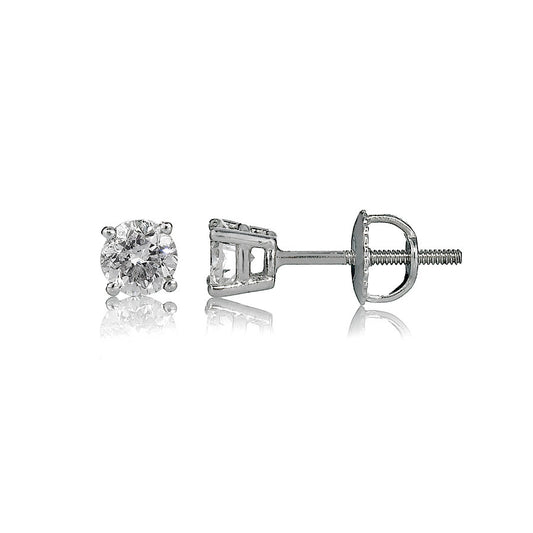 14K White Gold Diamond Stud Earrings 1.00 Ctw