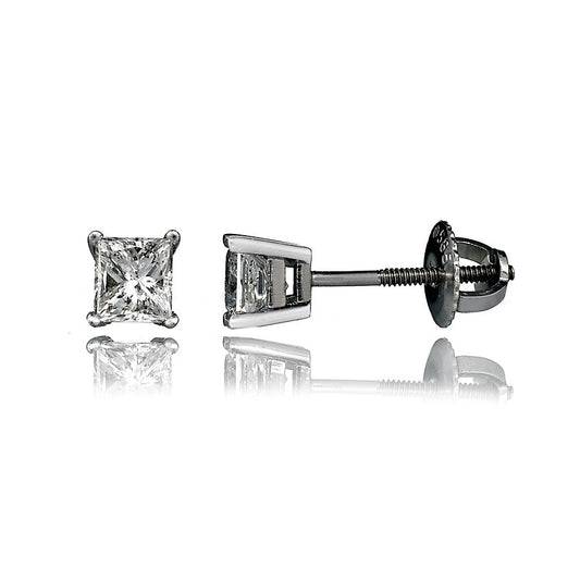 14K White Gold Diamond Stud Earrings .55 Ctw