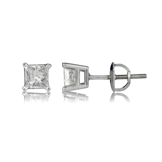 14K White Gold Diamond Stud Earrings 0.55 Ctw