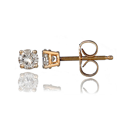 14K Yellow Gold Diamond Stud Earrings 0.74 Ctw