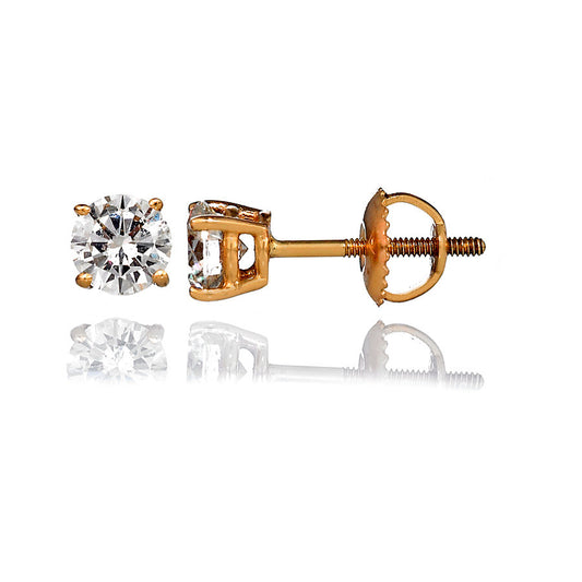 14K Yellow Gold Diamond Stud Earrings 0.35 Ctw