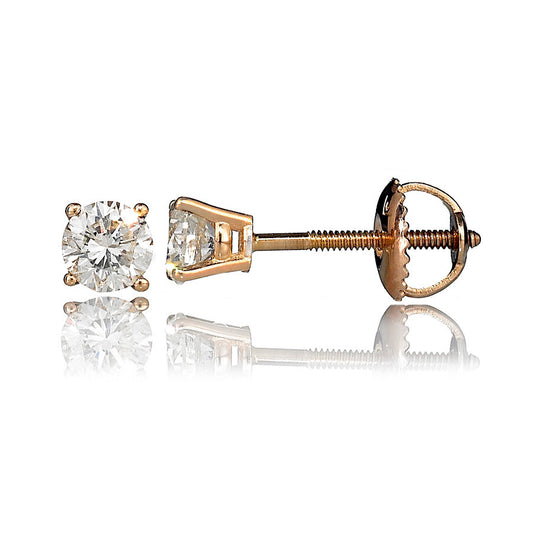 14K Yellow Gold Diamond Stud Earrings 0.58 Ctw