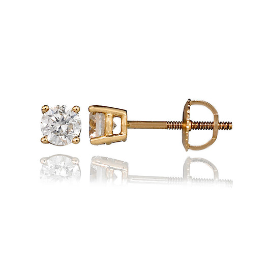 14K Yellow Gold Diamond Stud Earrings 0.67 Ctw