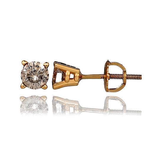 14K Yellow Gold Diamond Stud Earrings 1.01 Ctw