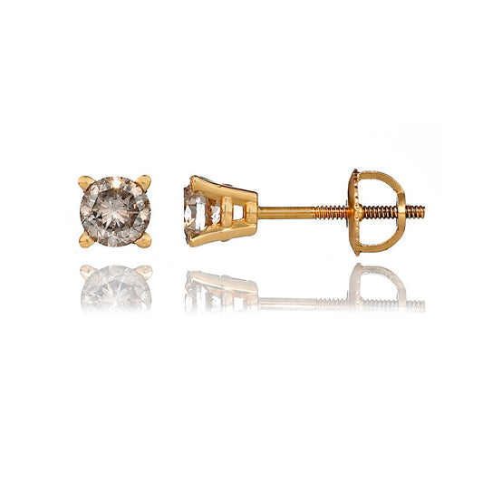 14K Yellow Gold Diamond Stud Earrings 0.69 Ctw