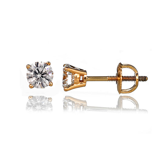 14K Yellow Gold Diamond Stud Earrings 1.07 Ctw