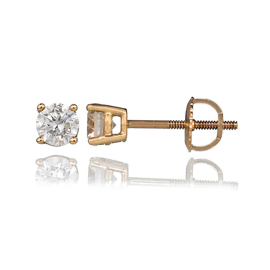 14K Yellow Gold Diamond Stud Earrings 0.76 Ctw