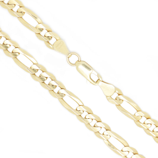 14K Yellow Gold 7.3 mm Figaro Chain Necklace 20 Inches