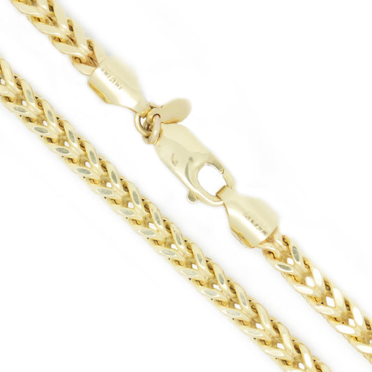 10K Yellow Gold 2.2 mm Franco Chain Necklace 26 Inches Diamond Cut