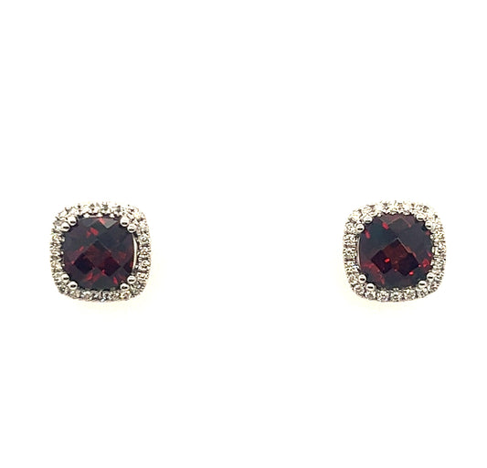 DIAMOND AND GARNET STUD EARRINGS