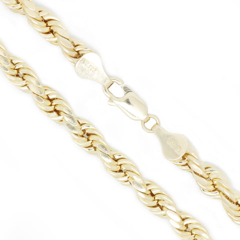10K Yellow Gold 5.5 mm Rope Chain Necklace 28 Inches